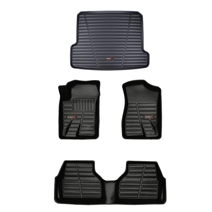 کفپوش سه بعدی خودرو لاستیک گیلان مدل P به همراه کفپوش صندوق مناسب پژو 405